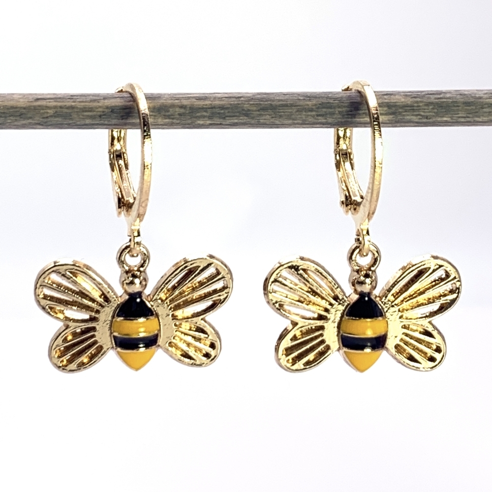 Bumble Bee Charm Earrings